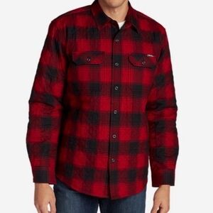 Eddie Bauer Favorite Flannel Shirt Shacket Quilt Lined Buffalo Plaid XL Tall B02